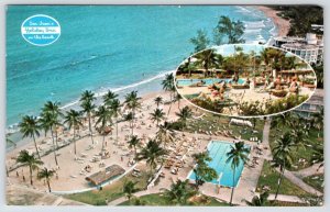 SAN JUAN PUERTO RICO 1960-70's HOLIDAY INN ON THE BEACH SWIMMING POOL POSTCARD