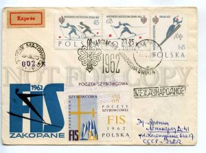 272379 POLAND to USSR 1962 SKI winter SPORT express post COVER