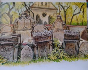 JUDAICA Jewish Cemetery of Prague, Old New Synagogue, FOLD OUT, 3 D, Ghetto