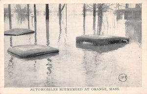 Orange Massachusetts Flood Disaster Automobiles Submerged Postcard AA30425