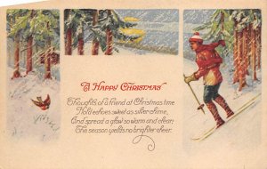 A Happy Christmas Snow Skiing Unused 