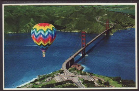 Hot Air Balloon,Golden Gate Bridge Postcard 