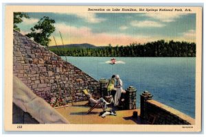 c1940 Recreation On Lake Hamilton Hot Springs National Park Arkansas AR Postcard
