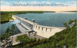 Postcard MO Bagnell Dam and Lake of the Ozarks - gravity dam