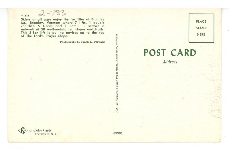 VT - Bromley. Ski Tow at Mt. Bromley