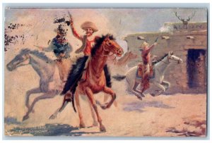 Gray Iowa IA Postcard Cowboy With Gun Horse Riding Saloon 1909 Antique Posted