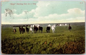 1910's Reps Starting Out On A Trip Horses Race Track Sport Posted Postcard