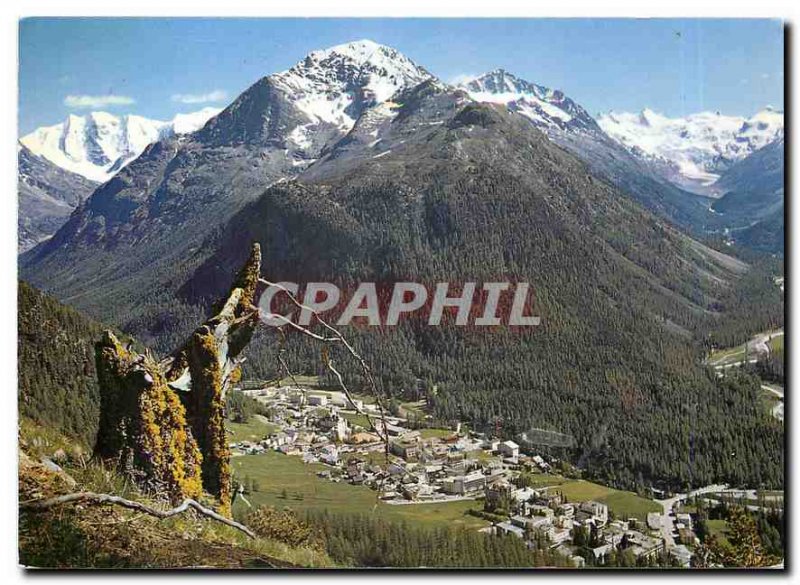 Modern Postcard Pontresina mit Piz Palu und Rosegtal