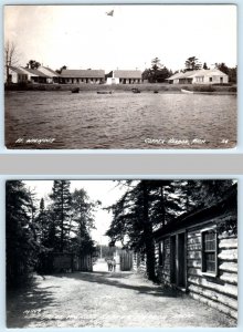 2 RPPC Postcards COPPER HARBOR, Michigan MI ~ FORT WILKINS 1940s Keweenaw County