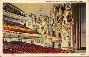 Vtg San Antonio Texas TX Interior Majestic Theatre 1930 Old Linen View Postcard