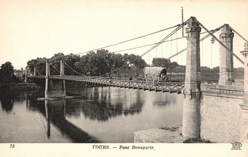 Vintage Postcard Pont Bonaparte Tours Bridge View Lyon France