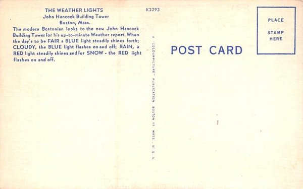 The Weather Lights Boston, Massachusetts Postcard