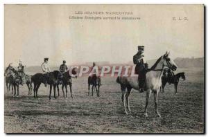 Old Postcard Army Maneuvers foreign officers after the series