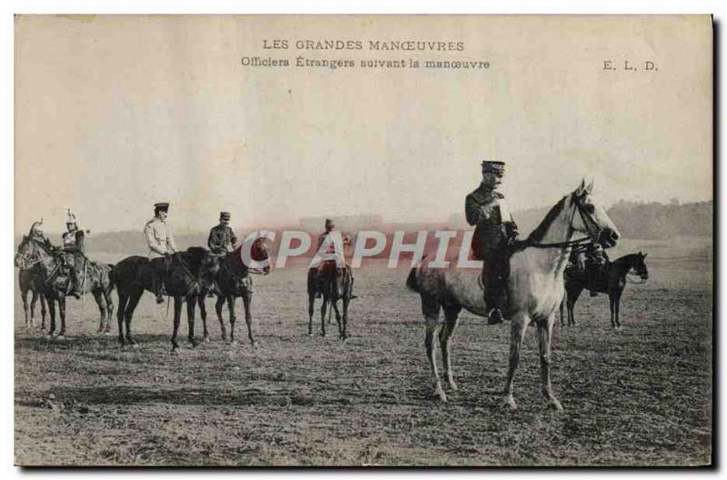 Old Postcard Army Maneuvers foreign officers after the series