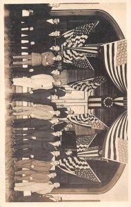 Patriotic Decorations Group of People Real Photo Vintage Postcard AA18283