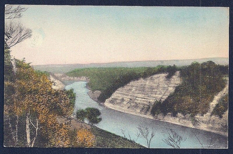 Hand Colored View of Genesee River Castile NY Unused c1920s
