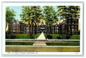 c1940's St. Joseph's Hospital Bloomington Illinois IL Unposted Vintage Postcard 