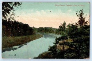 1910 Oakville Ontario Canada Vintage Postcard River Scene Exterior View Posted