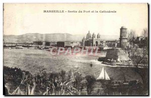 Old Postcard Marseille Exit The Harbor And The Cathedral