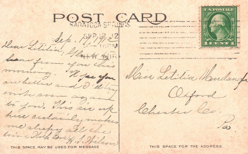 Vintage Postcard 1910's North Broadway Road Saratoga Springs New York NY