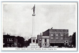 Angola Indiana IN Postcard Public Square And Maumee Street c1930's Vintage