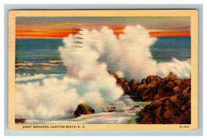 Giant Breakers, Hampton Beach NH c1941 Linen Postcard M11