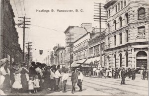 Vancouver BC Hastings Street People White Horse Unused Postcard H27