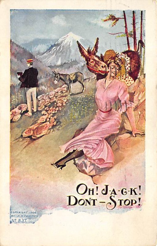 Oh Jack, Don't Stop Burro 1908 light postal marking on front
