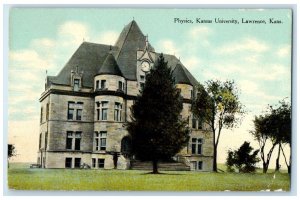 c1910 Exterior View Physics Kansas University Building Lawrence Kansas Postcard