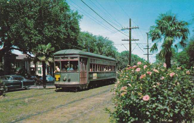 Street Car on St Charles Ave - Electric Railway - New Orleans LA, Louisiana