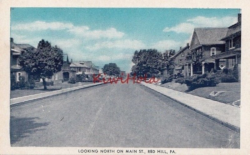 Postcard Looking North on Main St Red Hill PA