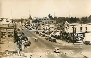 RPPC Street Scene Baker Oregon on Old Oregon Trail OR