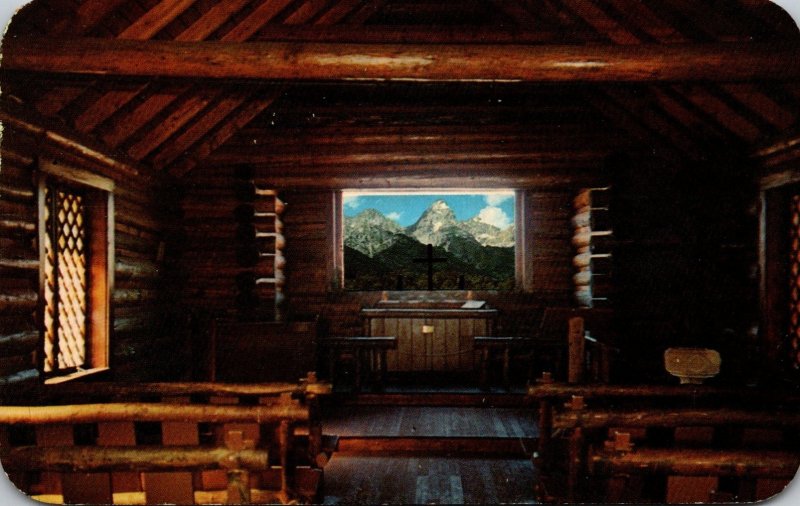 Wyoming Jackson Hole Moose Teton Peaks From Window Of Chapel Of The Transfigu...