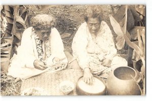 RPPC Native Hawaiian Women Poi Crabs Hawaii 1910s Antique Photo Postcard