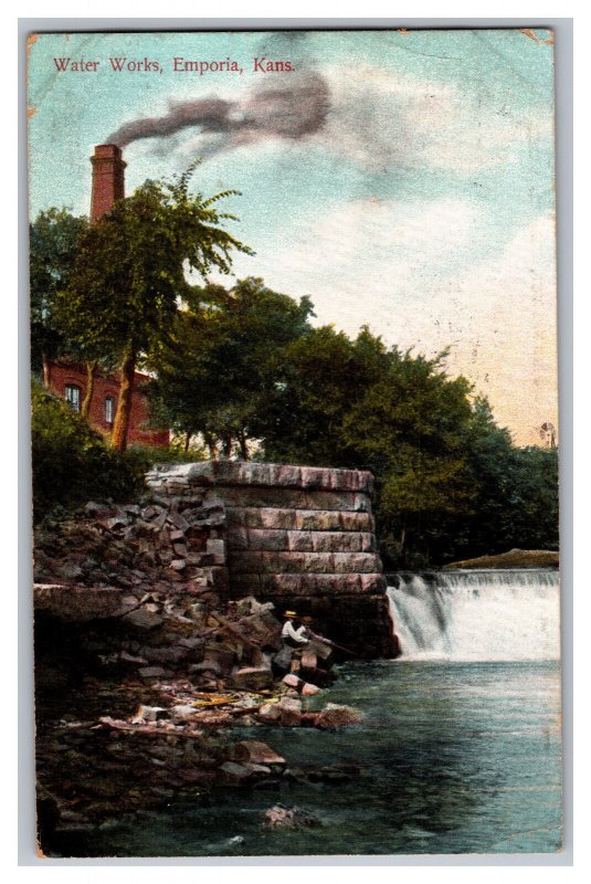 c1907 Postcard KS Water Works Emporia Kans. Kansas 