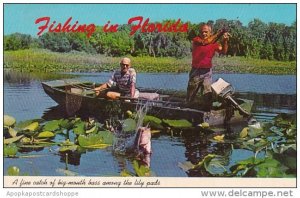 Fishing In Florida Catching A Big Mouth Bass Among The Lily Pads 1972