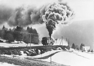Germany Steam Locomotive Zwischen Lauscha und Oberlauscha RPPC postcard