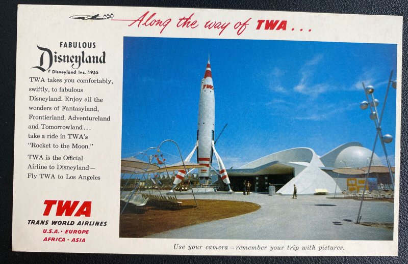 Mint Usa Color Picture Postcard TWA Fabulous Disneyland Flight