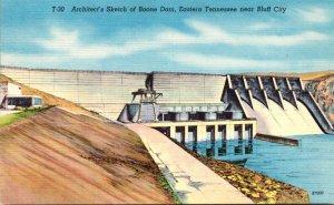 Tennessee Architect's Sketch Of Boone Dam Near Bluff City