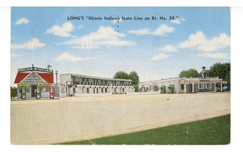 IL - Chicago Heights. Long's US Rt 30 State Line Sinclair Gas Station ca 1955 