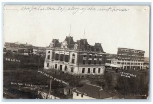 1908 Garfield County Court House Old Jail Loewen Enid OK RPPC Photo Postcard