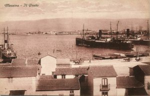 italy, MESSINA, Sicily, Il Porto, Harbour with Steamers (1910s) Postcard