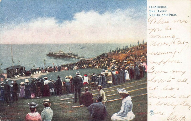 The Happy Valley & Pier, Llandudno, Wales, Great Britain, 1904 Postcard, Used