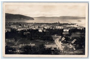 1926 Panorama View Of Trondheim Fjord Norway RPPC Photo Posted Postcard 