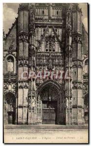 Old Postcard Saint Riquier l & # 39eglise Portal Detail