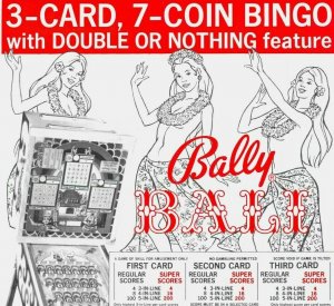 Bally Bali Pinball FLYER Original NOS Bingo Game 1974 Paper Promo Art Print 