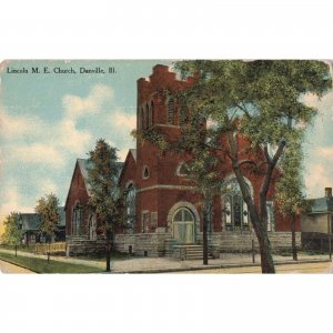 Lincoln M.E. Church Danville Illinois c.1914 Postcard 2T7-308