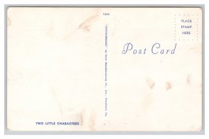 Two Little Characters Puppies Postcard