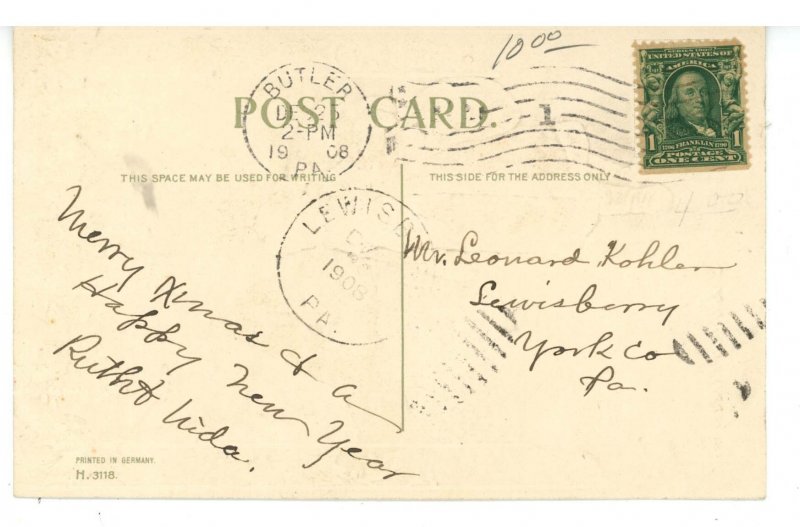 Greeting - Christmas. Santa Claus, Red Robe ca 1908