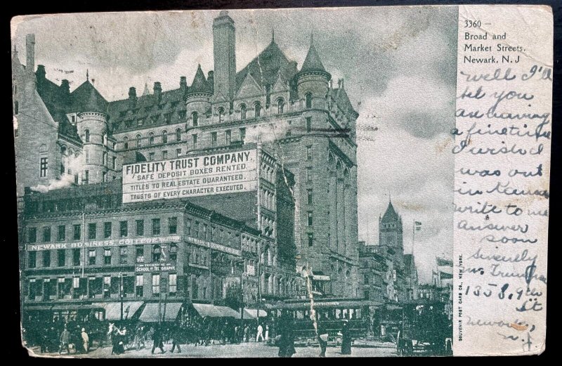 Vintage Postcard 1911 Broad & Market Streets, Newark, New Jersey